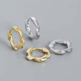 925 Sterling Silver Irregular Twist Hoop Earrings