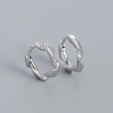 925 Sterling Silver Irregular Twist Hoop Earrings