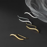 925 Silver Matte Line Stud Earrings French Charms Jewelry