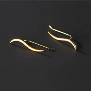 925 Silver Matte Line Stud Earrings French Charms Jewelry