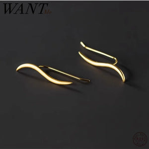 925 Silver Matte Line Stud Earrings French Charms Jewelry