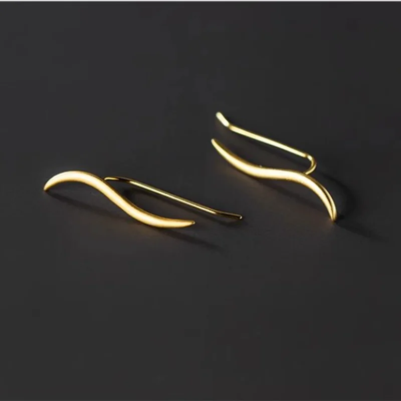 925 Silver Matte Line Stud Earrings French Charms Jewelry