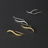 925 Silver Matte Line Stud Earrings French Charms Jewelry