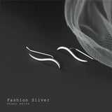 925 Silver Matte Line Stud Earrings French Charms Jewelry