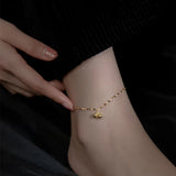 925 Silver Double Bell Anklet Women Chain Foot Jewelry