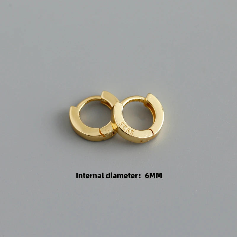 925 Silver Circle Hoop Earrings Punk Rock Style