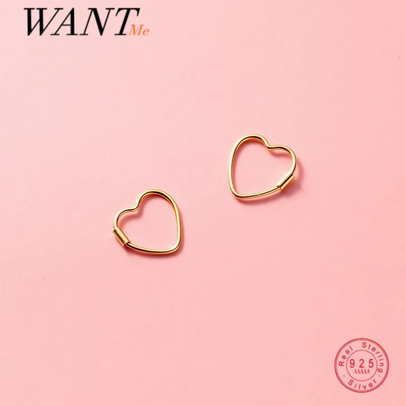 925 Sterling Silver Heart Ear Buckle Earrings for Women