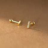 925 Silver Zircon Student Stud Earrings Women Accessories