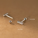 925 Silver Zircon Student Stud Earrings Women Accessories