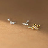 925 Silver Zircon Student Stud Earrings Women Accessories