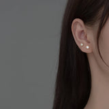 925 Silver Round Zircon Stud Earrings for Women