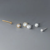 925 Silver Round Zircon Stud Earrings for Women