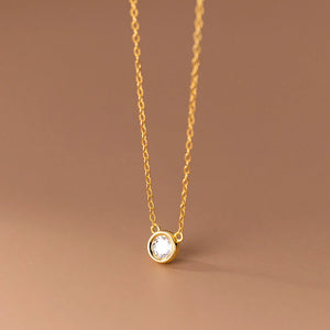 925 Silver Zircon Chain Pendant Necklace for Women