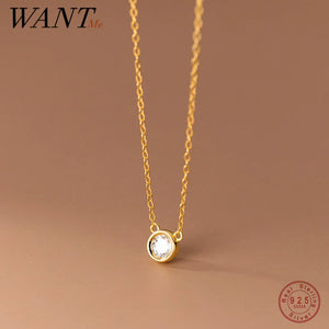 925 Silver Zircon Chain Pendant Necklace for Women