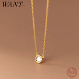 925 Silver Zircon Chain Pendant Necklace for Women