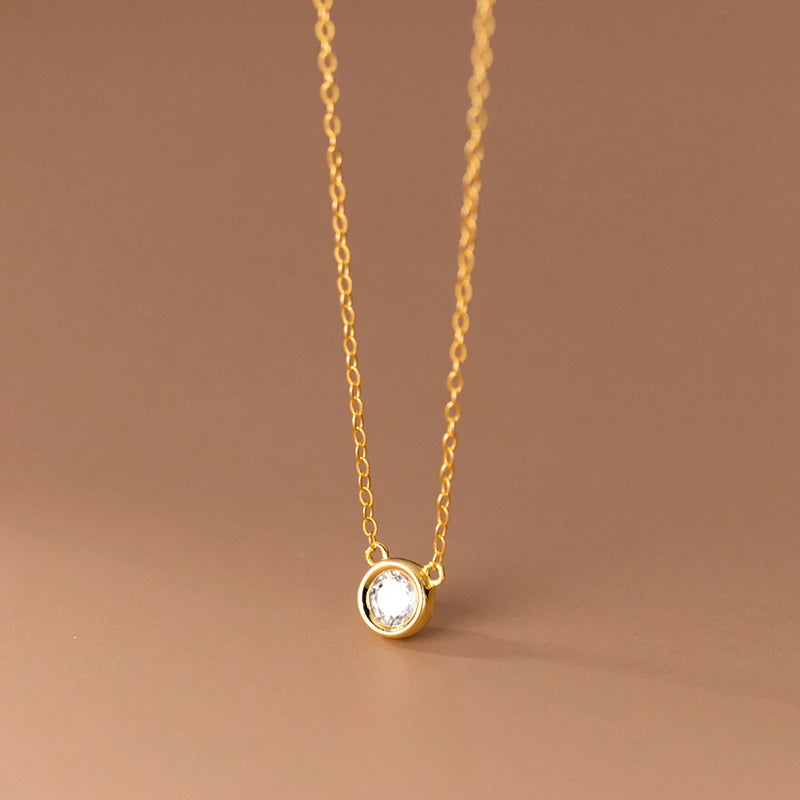 925 Silver Zircon Chain Pendant Necklace for Women