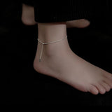 925 Sterling Silver Snake Bone Charm Anklet for Women Beach Party Foot Jewelry