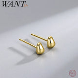 925 Silver Beanie Geometric Stud Earrings for Women