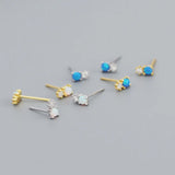 925 Silver Opal Zircon Mini Stud Earrings for Women