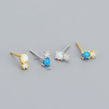 925 Silver Opal Zircon Mini Stud Earrings for Women