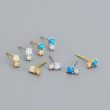 925 Silver Opal Zircon Mini Stud Earrings for Women