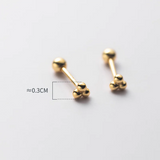 925 Silver Minimalist Three Beads Statement Stud Earrings