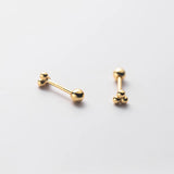 925 Silver Minimalist Three Beads Statement Stud Earrings