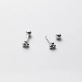 925 Silver Minimalist Three Beads Statement Stud Earrings