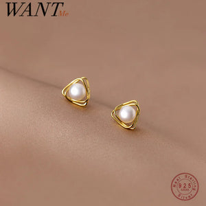 925 Silver Baroque Pearl Stud Earrings for Women