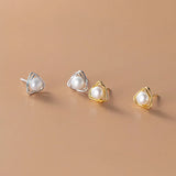 925 Silver Baroque Pearl Stud Earrings for Women