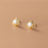 925 Silver Baroque Pearl Stud Earrings for Women