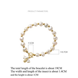 925 Silver Baroque Pearl Bee Bracelet Women Wedding Jewelry Gift