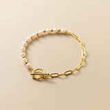 925 Silver Baroque Pearl Bee Bracelet Women Wedding Jewelry Gift