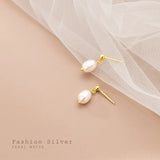 Sterling Silver Baroque Pearl Tassel Earrings for Women
