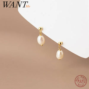 Sterling Silver Baroque Pearl Tassel Earrings for Women