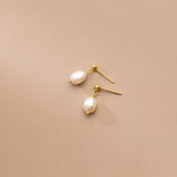 Sterling Silver Baroque Pearl Tassel Earrings for Women