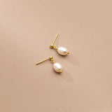 Sterling Silver Baroque Pearl Tassel Earrings for Women