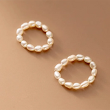 925 Silver Baroque Pearl Stretch Ring for Women