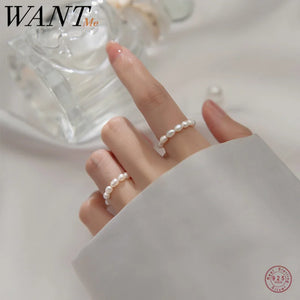 925 Silver Baroque Pearl Stretch Ring for Women