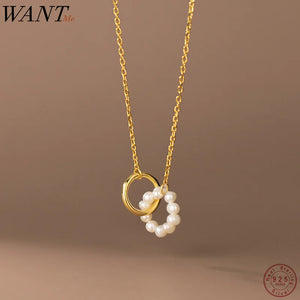 925 Silver Natural Baroque Pearl Pendant Necklace for Women