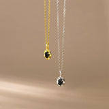 925 Silver Oval Zircon Pendant Necklace for Women