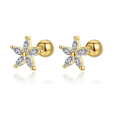 925 Silver Screw Bead Stud Earrings Sweet Star Baby Ear Jewelry