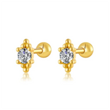 925 Silver Screw Bead Stud Earrings Sweet Star Baby Ear Jewelry