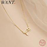 925 Silver Pin Clavicle Pendant Necklace CZ Zircon Wedding Paper Clip Jewelry