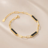 925 Silver Gothic Square Charm Bracelet Enamel Link Chain