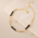 925 Silver Gothic Square Charm Bracelet Enamel Link Chain