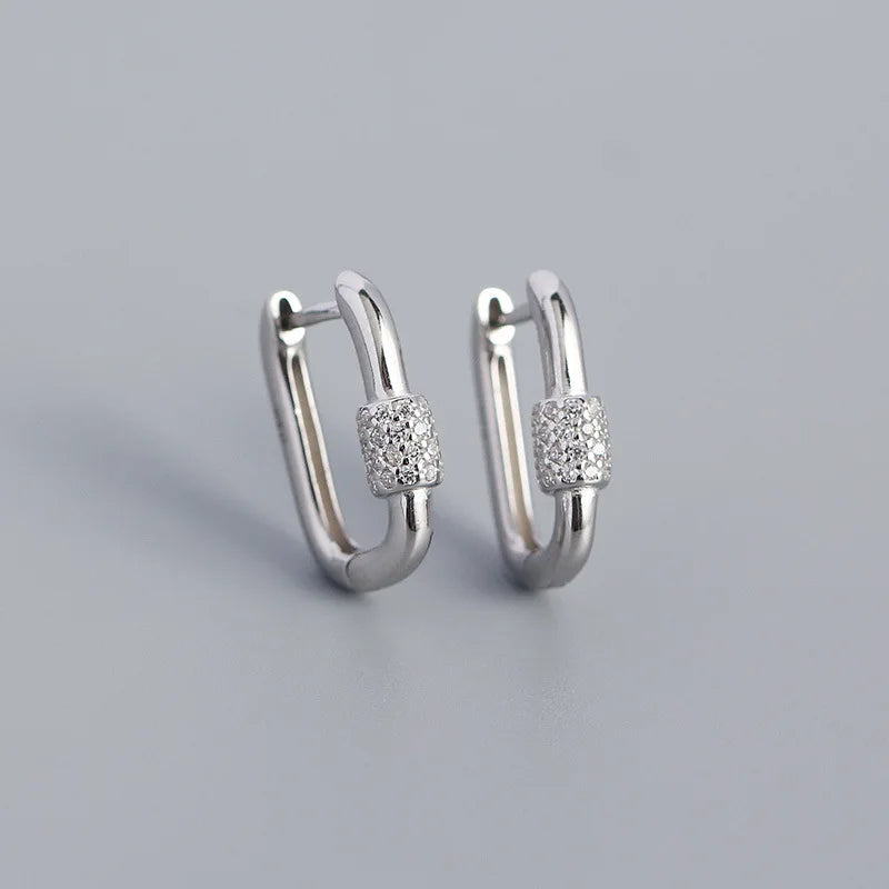925 Sterling Silver Lock Ear Buckle Earrings