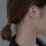 925 Silver Punk Zircon Piercing Beads Stud Earrings Rock Jewelry