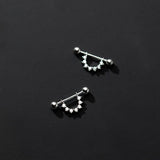 925 Silver Punk Zircon Piercing Beads Stud Earrings Rock Jewelry