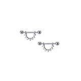 925 Silver Punk Zircon Piercing Beads Stud Earrings Rock Jewelry